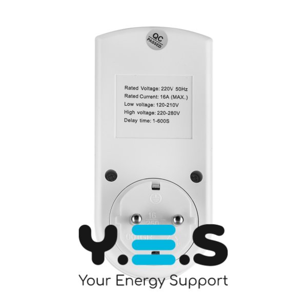 Реле напруги Open Electric VP-2168D 120–280В, 16А 3000Вт, програмоване, біле (220В 50Гц)