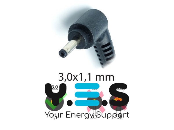 DC-кабель живлення 3.0×1.1 для Acer, Asus, Samsung 40–65W, з феритом і застібкою