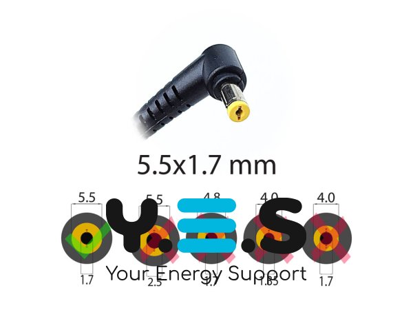 DC-кабель живлення 5.5×1.7 для Acer, від блока до ноутбука (120W/135W/150W/180W)