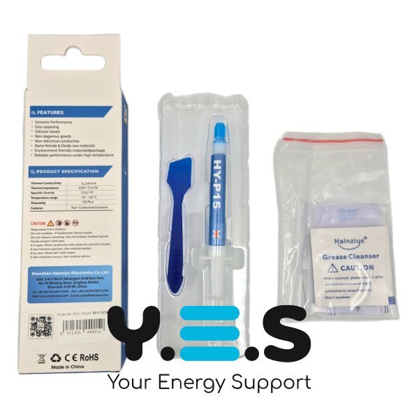 Термопаста Halnziye HY-P15 карбонова, сіра, шприц 2 г, теплопровідність 15,2 Вт/м·К