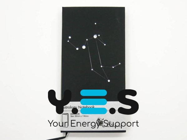 Подарунковий блокнот Зодіак Лев (сузір’я), 90×180×18 мм, 240 арк., чорний