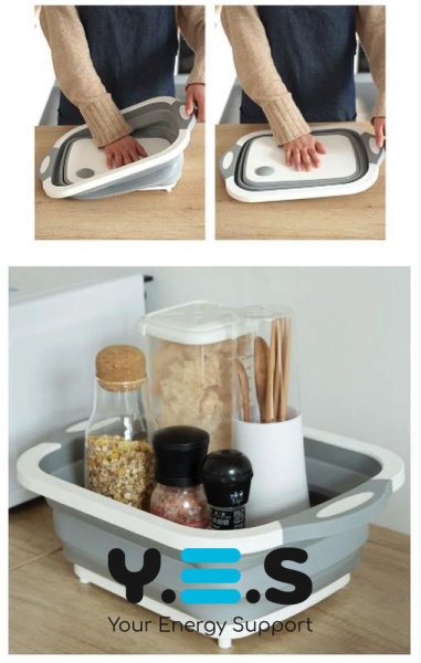 Складана господарська миска‑кошик 2в1 з обробною дошкою, кухонний трансформер