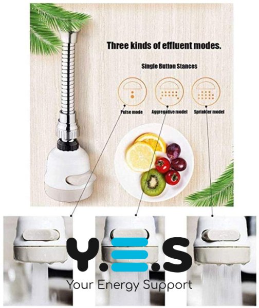 Насадка-аератор на кран 360°: гнучка, на змішувач, для економії води