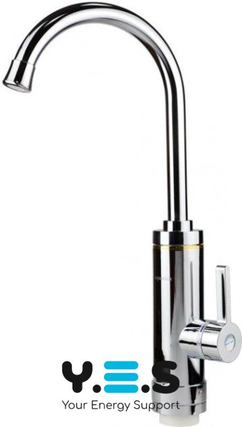 Проточний водонагрівач Delimano RX-016 з дисплеєм, хромований метал