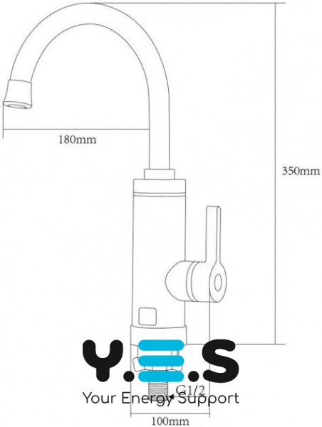 Проточний водонагрівач Delimano RX-016 з дисплеєм, хромований метал
