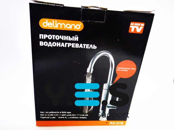 Проточний водонагрівач Delimano RX-016 з дисплеєм, хромований метал