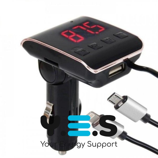 FM-трансмітер HZ H22BT з Bluetooth від прикурювача, USB-порт, кабель USB та iPhone