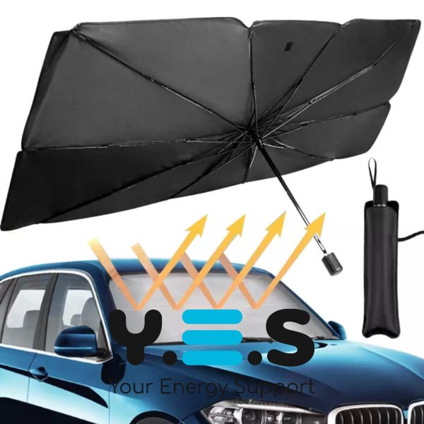 Сонцезахисна шторка-парасолька на лобове скло авто, козирок від сонця 79×145 см
