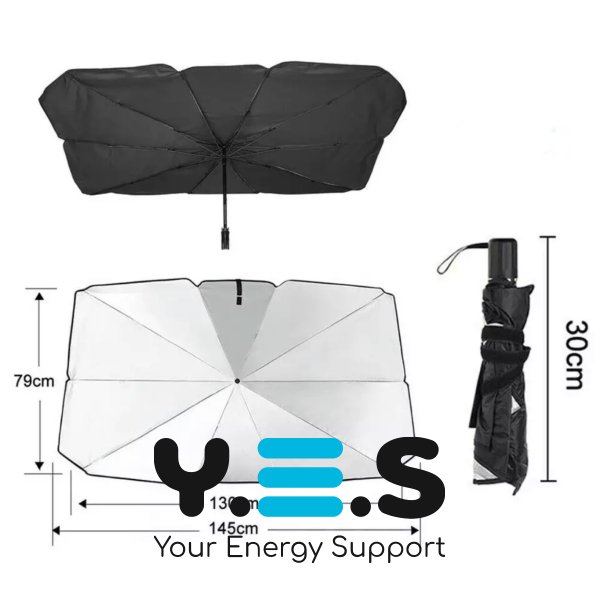 Сонцезахисна шторка-парасолька на лобове скло авто, козирок від сонця 79×145 см