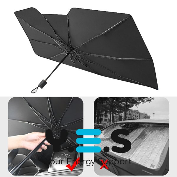 Сонцезахисна шторка-парасолька на лобове скло авто, козирок від сонця 79×145 см