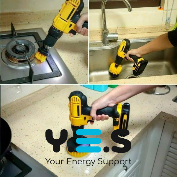 Набір 3 щіток-йоржиків для дриля: насадки для чищення плитки, прибирання дому та авто