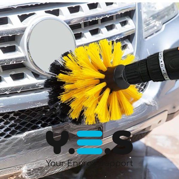 Набір 3 щіток-йоржиків для дриля: насадки для чищення плитки, прибирання дому та авто