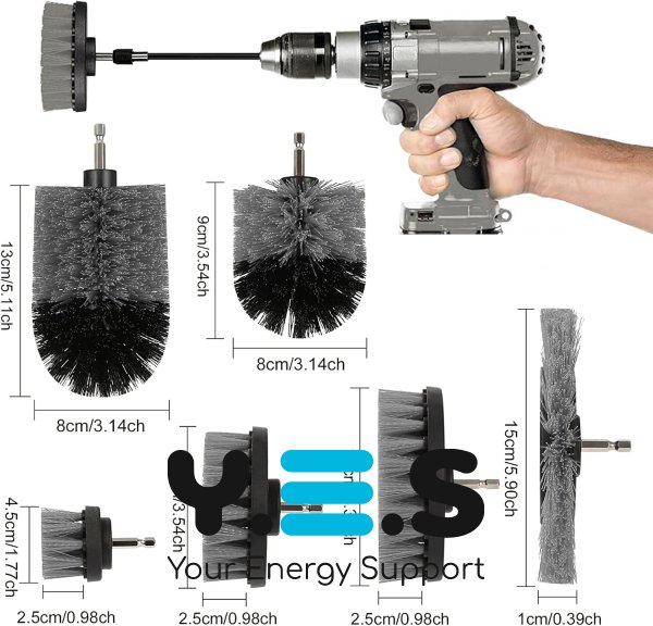 Насадки-щітки для дрилі та шуруповерта 8в1: плитка, ванна, килими, авто + подовжувач і серветка