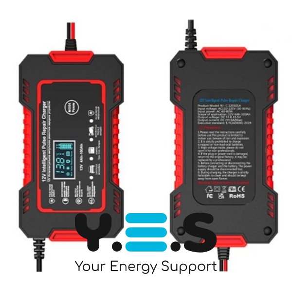 Інтелектуальний зарядний пристрій EAFC 12V 6A для авто й мото АКБ: автомат, РК-дисплей, відновлення