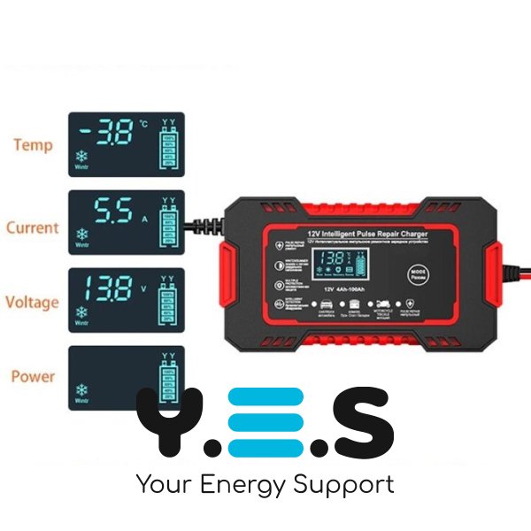 Інтелектуальний зарядний пристрій EAFC 12V 6A для авто й мото АКБ: автомат, РК-дисплей, відновлення
