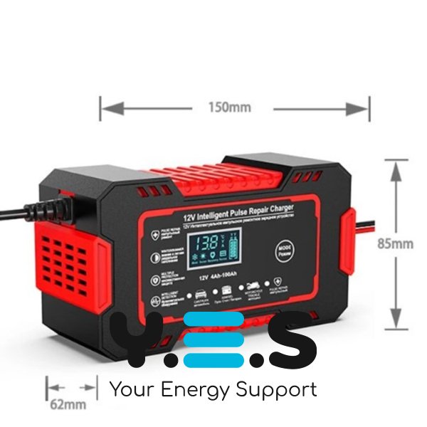 Інтелектуальний зарядний пристрій EAFC 12V 6A для авто й мото АКБ: автомат, РК-дисплей, відновлення
