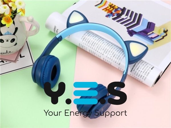 Дитячі Bluetooth навушники Cat Y47 бездротові з мікрофоном і котячими вушками з підсвіткою