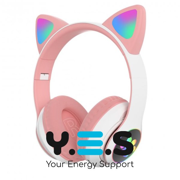 Дитячі бездротові Bluetooth-навушники Cat 28 з LED підсвіткою та котячими вушками