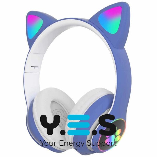 Дитячі бездротові Bluetooth-навушники Cat 28 з LED підсвіткою та котячими вушками