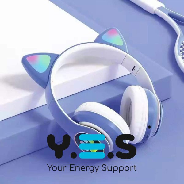 Дитячі бездротові Bluetooth-навушники Cat 28 з LED підсвіткою та котячими вушками