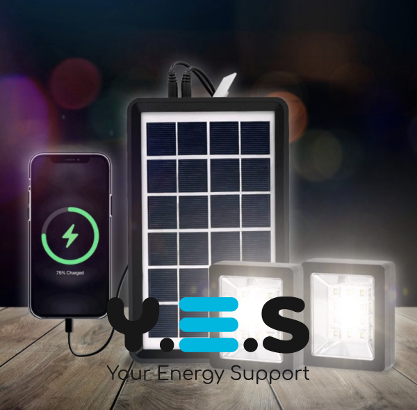 Портативна сонячна система EP-05 6V3W: літієва батарея, 2 LED-лампи, зарядка телефону