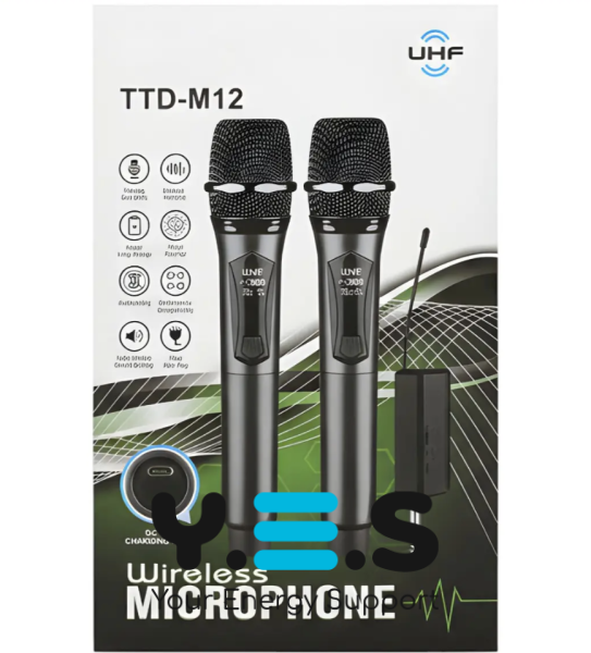 Бездротова UHF караоке-система TTD‑M12 з 2 мікрофонами (радіомікрофони)