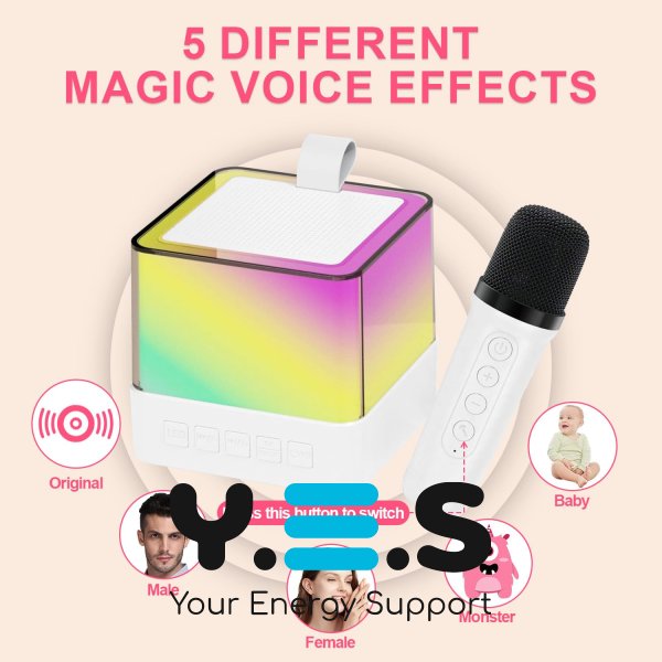 Дитяче міні-караоке K18 з RGB-підсвіткою: Bluetooth-колонка + 2 мікрофони