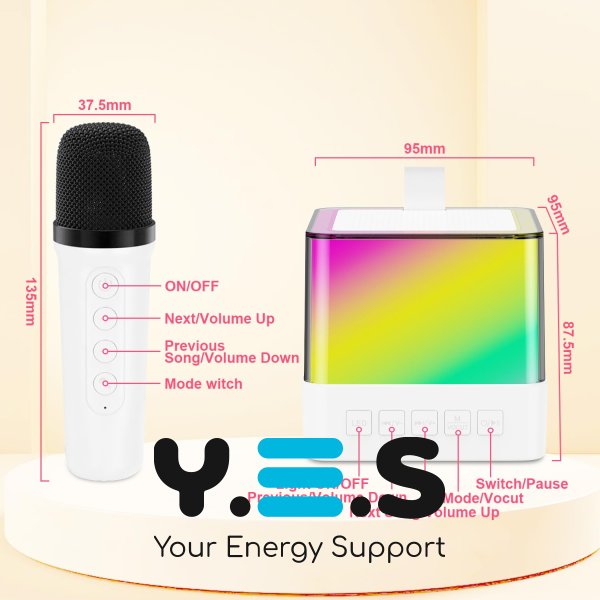 Дитяче міні-караоке K18 з RGB-підсвіткою: Bluetooth-колонка + 2 мікрофони