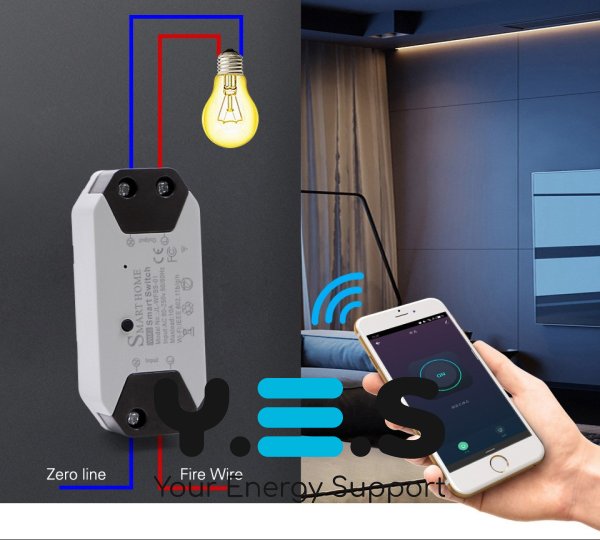 Wi‑Fi реле Smart Home 10A — смарт вимикач для розумного дому, керування з додатку iOS/Android