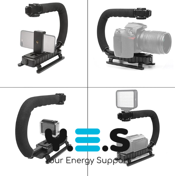 Портативний стабілізатор AY49U для відеозйомки: U-подібна ручка-кронштейн із тримачем камери/телефону та спалаху