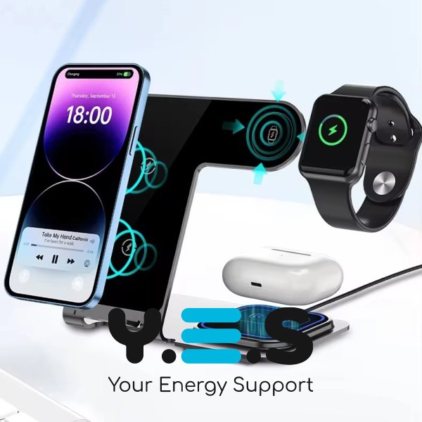 Бездротова зарядна станція 3-в-1 15 Вт: магнітна підставка для телефону, годинника й навушників
