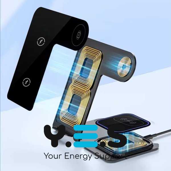 Бездротова зарядна станція 3-в-1 15 Вт: магнітна підставка для телефону, годинника й навушників