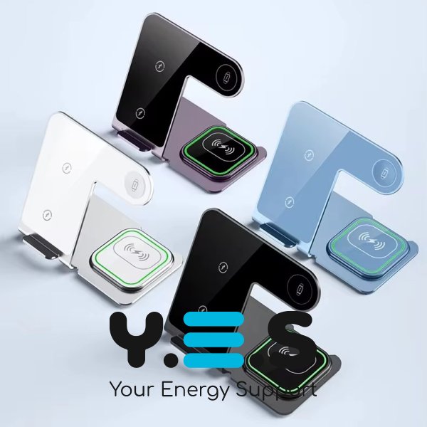 Бездротова зарядна станція 3-в-1 15 Вт: магнітна підставка для телефону, годинника й навушників