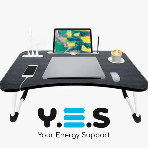 Портативний розкладний столик для ноутбука з протиковзкими ніжками та підсклянником