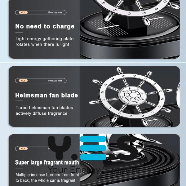 Автоароматизатор Captain XL-8/AND-8 на сонячній панелі, обертовий освіжувач повітря