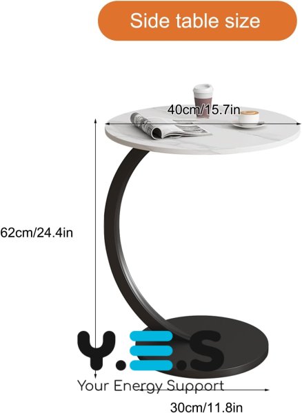 Приставний журнальний/кавовий столик C-подібний 64224 для дивана та ліжка