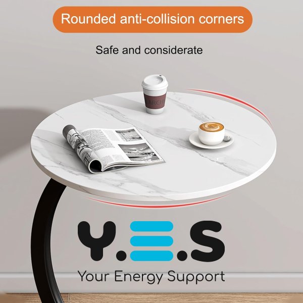 Приставний журнальний/кавовий столик C-подібний 64224 для дивана та ліжка