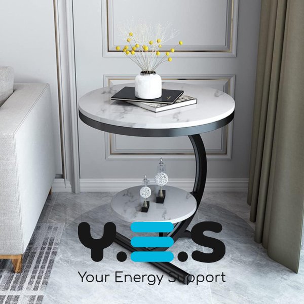 Двоярусний приставний С-подібний столик 64229 для дивана та ліжка