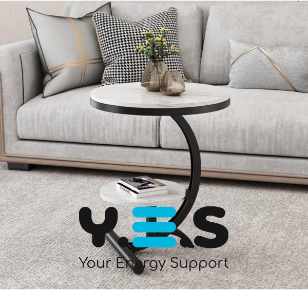 Двоярусний приставний С-подібний столик 64229 для дивана та ліжка