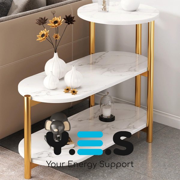 Трирівневий журнальний/приставний столик 5497 з полицями для книг і аксесуарів