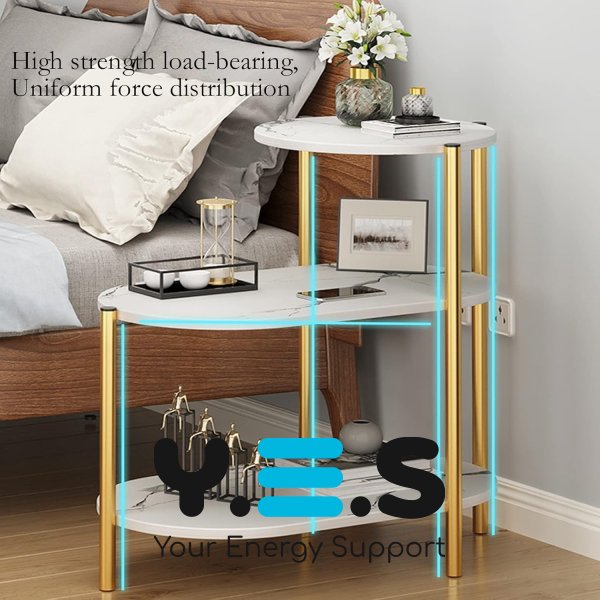 Трирівневий журнальний/приставний столик 5497 з полицями для книг і аксесуарів