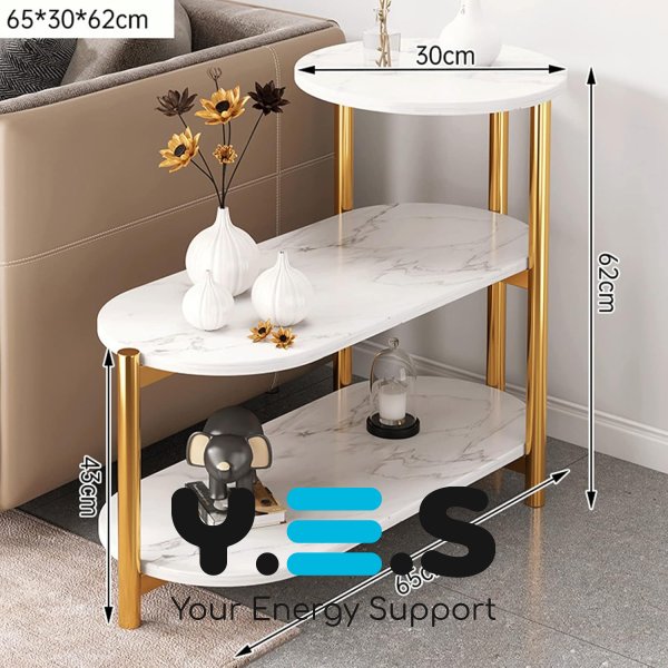 Трирівневий журнальний/приставний столик 5497 з полицями для книг і аксесуарів