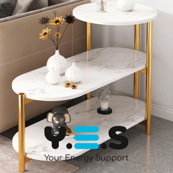 Трирівневий журнальний/приставний столик 5497 з полицями для книг і аксесуарів