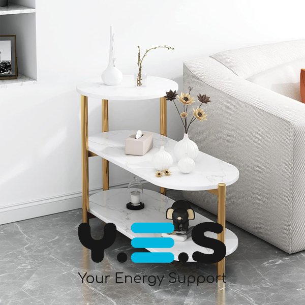 Трирівневий журнальний/приставний столик 5497 з полицями для книг і аксесуарів