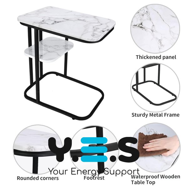 Двоярусний приставний журнальний столик 5496 для ноутбука, 50×30×58 см