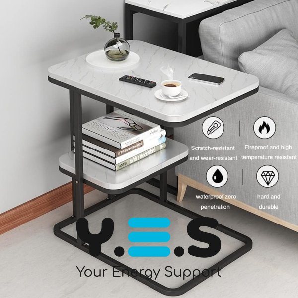 Двоярусний приставний журнальний столик 5496 для ноутбука, 50×30×58 см