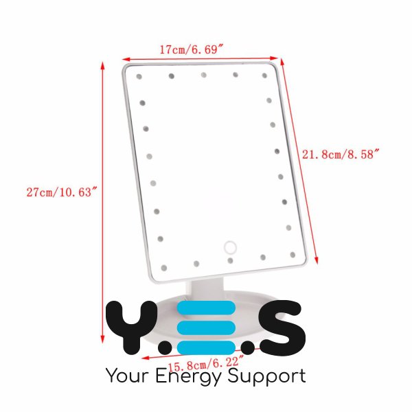 Квадратне настільне дзеркало для макіяжу з LED-підсвіткою та сенсорним керуванням Smart Touch