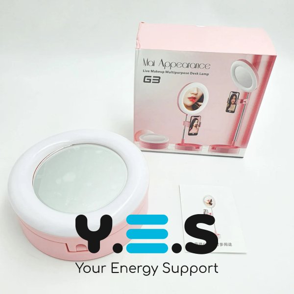 Складне косметичне дзеркало для макіяжу 3-в-1 з LED, тримачем телефону та органайзером