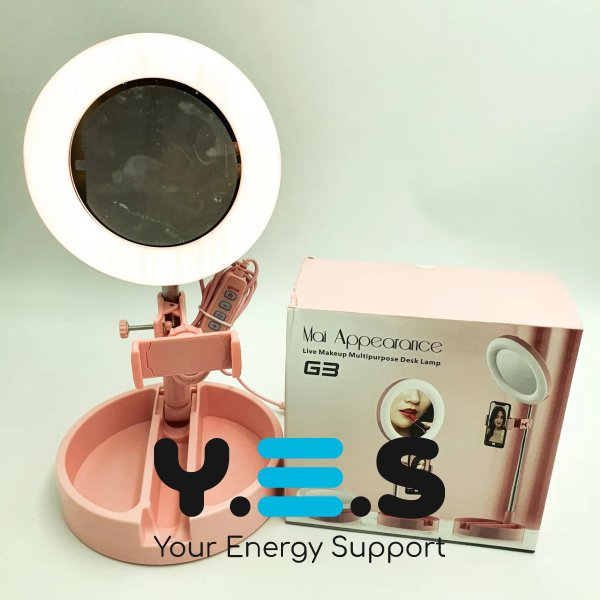 Складне косметичне дзеркало для макіяжу 3-в-1 з LED, тримачем телефону та органайзером