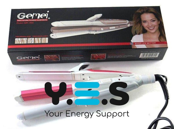Праска-випрямляч для волосся Gemei GM-1960 2в1: гофре та плойка